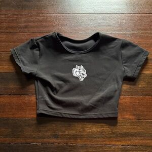 Darc Sport Black Cropped Tee with White Wolf Patch